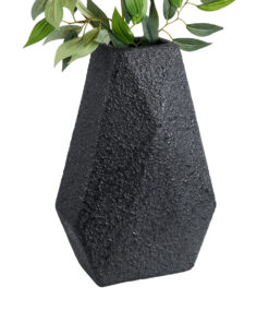 GloboStar® Artificial Garden GREENWICH 20786 Επιδαπέδιο Πολυεστερικό Τσιμεντένιο Κασπώ Γλάστρα – Flower Pot Μαύρο Μ20 x Π14 x Υ32cm