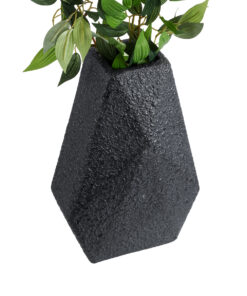 GloboStar® Artificial Garden GREENWICH 20786 Επιδαπέδιο Πολυεστερικό Τσιμεντένιο Κασπώ Γλάστρα – Flower Pot Μαύρο Μ20 x Π14 x Υ32cm