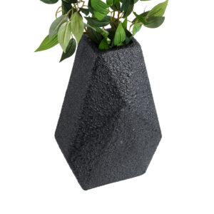 GloboStar® Artificial Garden GREENWICH 20786 Επιδαπέδιο Πολυεστερικό Τσιμεντένιο Κασπώ Γλάστρα – Flower Pot Μαύρο Μ20 x Π14 x Υ32cm