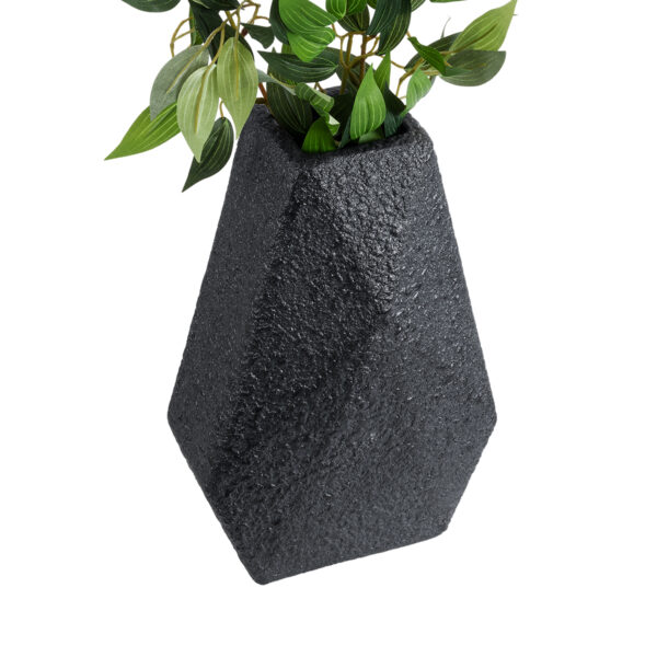 GloboStar® Artificial Garden GREENWICH 20786 Επιδαπέδιο Πολυεστερικό Τσιμεντένιο Κασπώ Γλάστρα – Flower Pot Μαύρο Μ20 x Π14 x Υ32cm