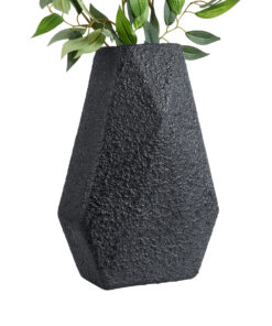 GloboStar® Artificial Garden GREENWICH 20786 Επιδαπέδιο Πολυεστερικό Τσιμεντένιο Κασπώ Γλάστρα – Flower Pot Μαύρο Μ20 x Π14 x Υ32cm