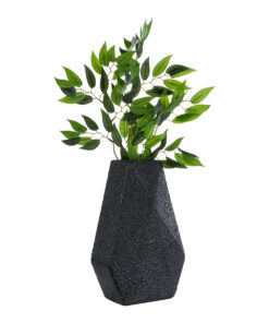 GloboStar® Artificial Garden GREENWICH 20786 Επιδαπέδιο Πολυεστερικό Τσιμεντένιο Κασπώ Γλάστρα – Flower Pot Μαύρο Μ20 x Π14 x Υ32cm