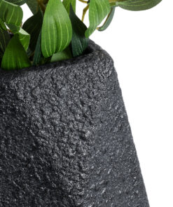 GloboStar® Artificial Garden GREENWICH 20786 Επιδαπέδιο Πολυεστερικό Τσιμεντένιο Κασπώ Γλάστρα – Flower Pot Μαύρο Μ20 x Π14 x Υ32cm