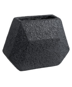 GloboStar® Artificial Garden GREENWICH 20787 Επιδαπέδιο Πολυεστερικό Τσιμεντένιο Κασπώ Γλάστρα – Flower Pot Μαύρο Μ24 x Π14 x Υ20cm