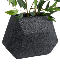 GloboStar® Artificial Garden GREENWICH 20787 Επιδαπέδιο Πολυεστερικό Τσιμεντένιο Κασπώ Γλάστρα – Flower Pot Μαύρο Μ24 x Π14 x Υ20cm