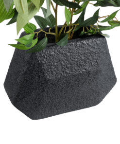 GloboStar® Artificial Garden GREENWICH 20787 Επιδαπέδιο Πολυεστερικό Τσιμεντένιο Κασπώ Γλάστρα – Flower Pot Μαύρο Μ24 x Π14 x Υ20cm