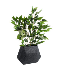 GloboStar® Artificial Garden GREENWICH 20787 Επιδαπέδιο Πολυεστερικό Τσιμεντένιο Κασπώ Γλάστρα – Flower Pot Μαύρο Μ24 x Π14 x Υ20cm