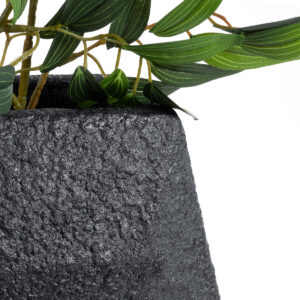 GloboStar® Artificial Garden GREENWICH 20787 Επιδαπέδιο Πολυεστερικό Τσιμεντένιο Κασπώ Γλάστρα – Flower Pot Μαύρο Μ24 x Π14 x Υ20cm