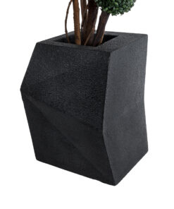 GloboStar® Artificial Garden CAMDEN 20788 Επιδαπέδιο Πολυεστερικό Τσιμεντένιο Κασπώ Γλάστρα – Flower Pot Μαύρο Μ47 x Π43 x Υ66cm