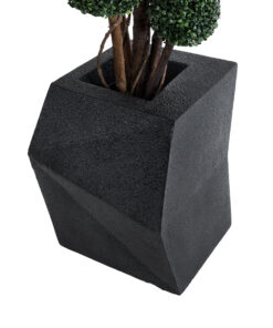 GloboStar® Artificial Garden CAMDEN 20788 Επιδαπέδιο Πολυεστερικό Τσιμεντένιο Κασπώ Γλάστρα – Flower Pot Μαύρο Μ47 x Π43 x Υ66cm