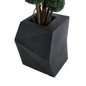 GloboStar® Artificial Garden CAMDEN 20788 Επιδαπέδιο Πολυεστερικό Τσιμεντένιο Κασπώ Γλάστρα – Flower Pot Μαύρο Μ47 x Π43 x Υ66cm