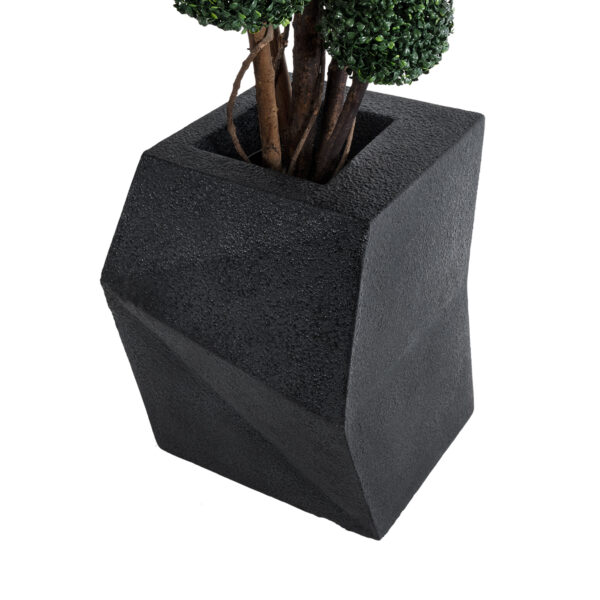 GloboStar® Artificial Garden CAMDEN 20788 Επιδαπέδιο Πολυεστερικό Τσιμεντένιο Κασπώ Γλάστρα – Flower Pot Μαύρο Μ47 x Π43 x Υ66cm
