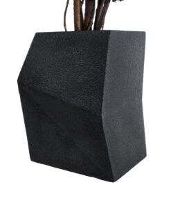 GloboStar® Artificial Garden CAMDEN 20788 Επιδαπέδιο Πολυεστερικό Τσιμεντένιο Κασπώ Γλάστρα – Flower Pot Μαύρο Μ47 x Π43 x Υ66cm