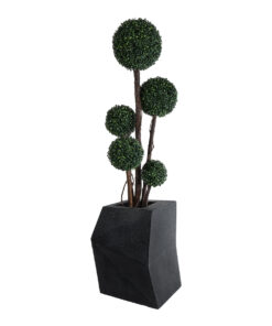 GloboStar® Artificial Garden CAMDEN 20788 Επιδαπέδιο Πολυεστερικό Τσιμεντένιο Κασπώ Γλάστρα – Flower Pot Μαύρο Μ47 x Π43 x Υ66cm