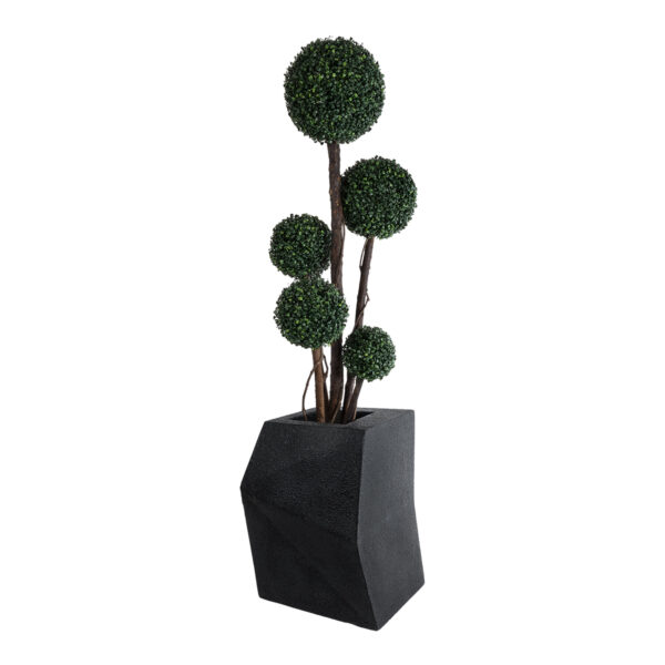 GloboStar® Artificial Garden CAMDEN 20788 Επιδαπέδιο Πολυεστερικό Τσιμεντένιο Κασπώ Γλάστρα – Flower Pot Μαύρο Μ47 x Π43 x Υ66cm