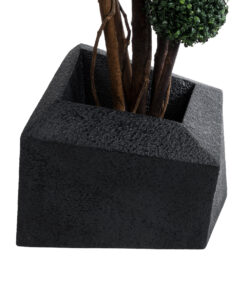 GloboStar® Artificial Garden CAMDEN 20789 Επιδαπέδιο Πολυεστερικό Τσιμεντένιο Κασπώ Γλάστρα – Flower Pot Μαύρο Μ49 x Π49 x Υ44cm