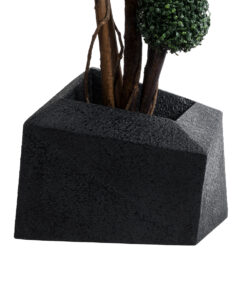 GloboStar® Artificial Garden CAMDEN 20789 Επιδαπέδιο Πολυεστερικό Τσιμεντένιο Κασπώ Γλάστρα – Flower Pot Μαύρο Μ49 x Π49 x Υ44cm