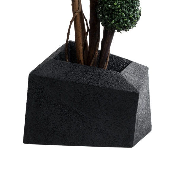 GloboStar® Artificial Garden CAMDEN 20789 Επιδαπέδιο Πολυεστερικό Τσιμεντένιο Κασπώ Γλάστρα – Flower Pot Μαύρο Μ49 x Π49 x Υ44cm