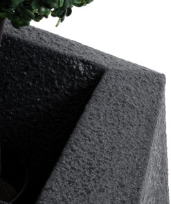 GloboStar® Artificial Garden CAMDEN 20789 Επιδαπέδιο Πολυεστερικό Τσιμεντένιο Κασπώ Γλάστρα – Flower Pot Μαύρο Μ49 x Π49 x Υ44cm