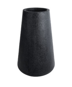 GloboStar® Artificial Garden SOHO 20790 Επιδαπέδιο Πολυεστερικό Τσιμεντένιο Κασπώ Γλάστρα – Flower Pot Μαύρο Φ60 x Υ90cm