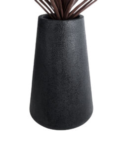 GloboStar® Artificial Garden SOHO 20790 Επιδαπέδιο Πολυεστερικό Τσιμεντένιο Κασπώ Γλάστρα – Flower Pot Μαύρο Φ60 x Υ90cm