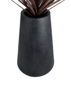 GloboStar® Artificial Garden SOHO 20790 Επιδαπέδιο Πολυεστερικό Τσιμεντένιο Κασπώ Γλάστρα – Flower Pot Μαύρο Φ60 x Υ90cm
