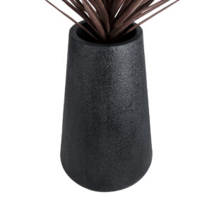 GloboStar® Artificial Garden SOHO 20790 Επιδαπέδιο Πολυεστερικό Τσιμεντένιο Κασπώ Γλάστρα – Flower Pot Μαύρο Φ60 x Υ90cm