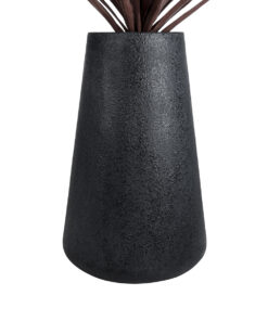 GloboStar® Artificial Garden SOHO 20790 Επιδαπέδιο Πολυεστερικό Τσιμεντένιο Κασπώ Γλάστρα – Flower Pot Μαύρο Φ60 x Υ90cm