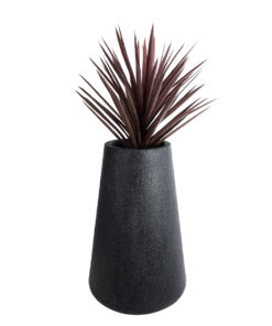GloboStar® Artificial Garden SOHO 20790 Επιδαπέδιο Πολυεστερικό Τσιμεντένιο Κασπώ Γλάστρα – Flower Pot Μαύρο Φ60 x Υ90cm