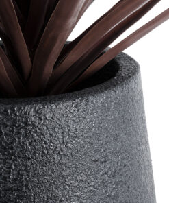 GloboStar® Artificial Garden SOHO 20790 Επιδαπέδιο Πολυεστερικό Τσιμεντένιο Κασπώ Γλάστρα – Flower Pot Μαύρο Φ60 x Υ90cm