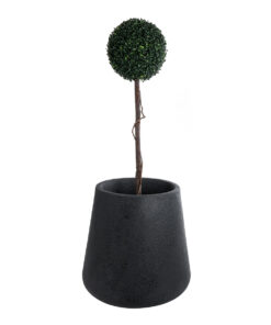 GloboStar® Artificial Garden SOHO 20791 Επιδαπέδιο Πολυεστερικό Τσιμεντένιο Κασπώ Γλάστρα – Flower Pot Μαύρο Φ65 x Υ60cm