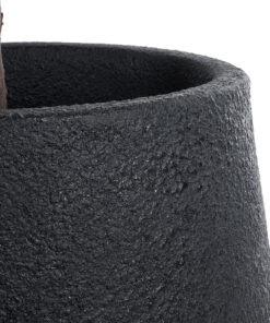 GloboStar® Artificial Garden SOHO 20791 Επιδαπέδιο Πολυεστερικό Τσιμεντένιο Κασπώ Γλάστρα – Flower Pot Μαύρο Φ65 x Υ60cm