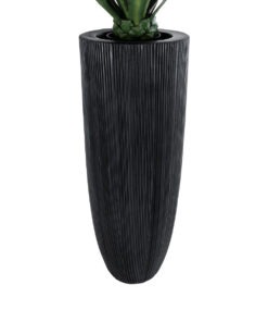 GloboStar® Artificial Garden CASTLE 20792 Επιδαπέδιο Πολυεστερικό Τσιμεντένιο Κασπώ Γλάστρα – Flower Pot Μαύρο Φ43 x Υ112cm