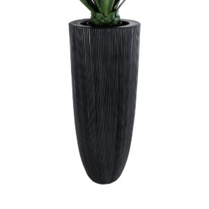 GloboStar® Artificial Garden CASTLE 20792 Επιδαπέδιο Πολυεστερικό Τσιμεντένιο Κασπώ Γλάστρα – Flower Pot Μαύρο Φ43 x Υ112cm