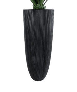 GloboStar® Artificial Garden CASTLE 20792 Επιδαπέδιο Πολυεστερικό Τσιμεντένιο Κασπώ Γλάστρα – Flower Pot Μαύρο Φ43 x Υ112cm