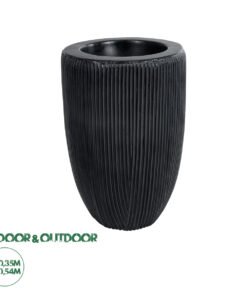 GloboStar® Artificial Garden CASTLE 20793 Διακοσμητικό Πολυεστερικό Τσιμεντένιο Κασπώ Γλάστρα – Flower Pot Μαύρο Φ35 x Υ54cm
