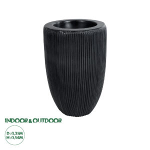 GloboStar® Artificial Garden CASTLE 20793 Διακοσμητικό Πολυεστερικό Τσιμεντένιο Κασπώ Γλάστρα – Flower Pot Μαύρο Φ35 x Υ54cm