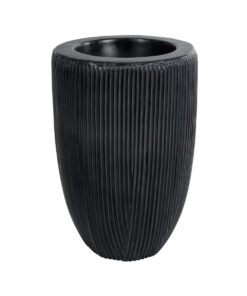 GloboStar® Artificial Garden CASTLE 20793 Διακοσμητικό Πολυεστερικό Τσιμεντένιο Κασπώ Γλάστρα – Flower Pot Μαύρο Φ35 x Υ54cm