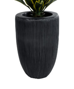 GloboStar® Artificial Garden CASTLE 20793 Διακοσμητικό Πολυεστερικό Τσιμεντένιο Κασπώ Γλάστρα – Flower Pot Μαύρο Φ35 x Υ54cm