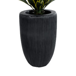 GloboStar® Artificial Garden CASTLE 20793 Διακοσμητικό Πολυεστερικό Τσιμεντένιο Κασπώ Γλάστρα – Flower Pot Μαύρο Φ35 x Υ54cm