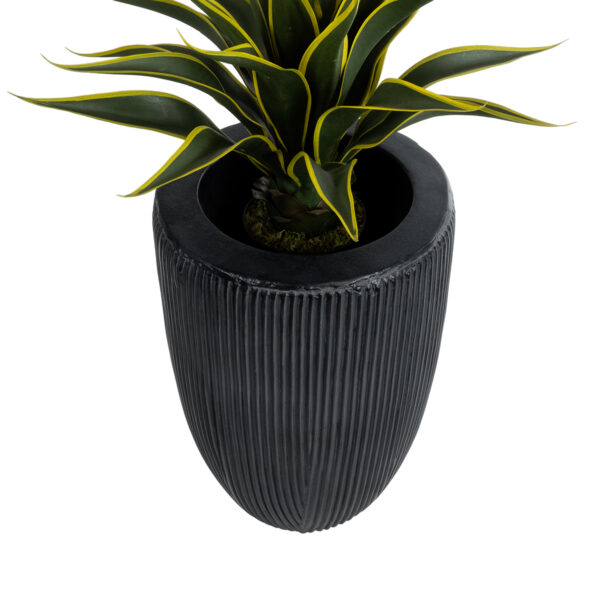 GloboStar® Artificial Garden CASTLE 20793 Διακοσμητικό Πολυεστερικό Τσιμεντένιο Κασπώ Γλάστρα – Flower Pot Μαύρο Φ35 x Υ54cm