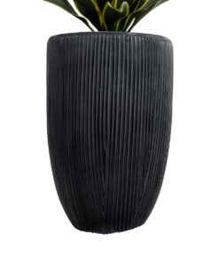 GloboStar® Artificial Garden CASTLE 20793 Διακοσμητικό Πολυεστερικό Τσιμεντένιο Κασπώ Γλάστρα – Flower Pot Μαύρο Φ35 x Υ54cm