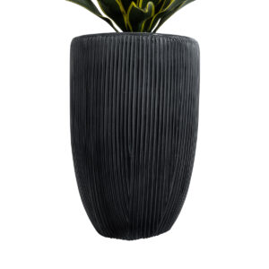 GloboStar® Artificial Garden CASTLE 20793 Διακοσμητικό Πολυεστερικό Τσιμεντένιο Κασπώ Γλάστρα – Flower Pot Μαύρο Φ35 x Υ54cm