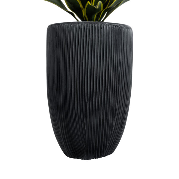 GloboStar® Artificial Garden CASTLE 20793 Διακοσμητικό Πολυεστερικό Τσιμεντένιο Κασπώ Γλάστρα – Flower Pot Μαύρο Φ35 x Υ54cm