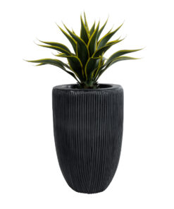 GloboStar® Artificial Garden CASTLE 20793 Διακοσμητικό Πολυεστερικό Τσιμεντένιο Κασπώ Γλάστρα – Flower Pot Μαύρο Φ35 x Υ54cm