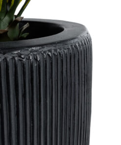 GloboStar® Artificial Garden CASTLE 20793 Διακοσμητικό Πολυεστερικό Τσιμεντένιο Κασπώ Γλάστρα – Flower Pot Μαύρο Φ35 x Υ54cm