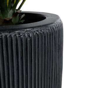 GloboStar® Artificial Garden CASTLE 20793 Διακοσμητικό Πολυεστερικό Τσιμεντένιο Κασπώ Γλάστρα – Flower Pot Μαύρο Φ35 x Υ54cm