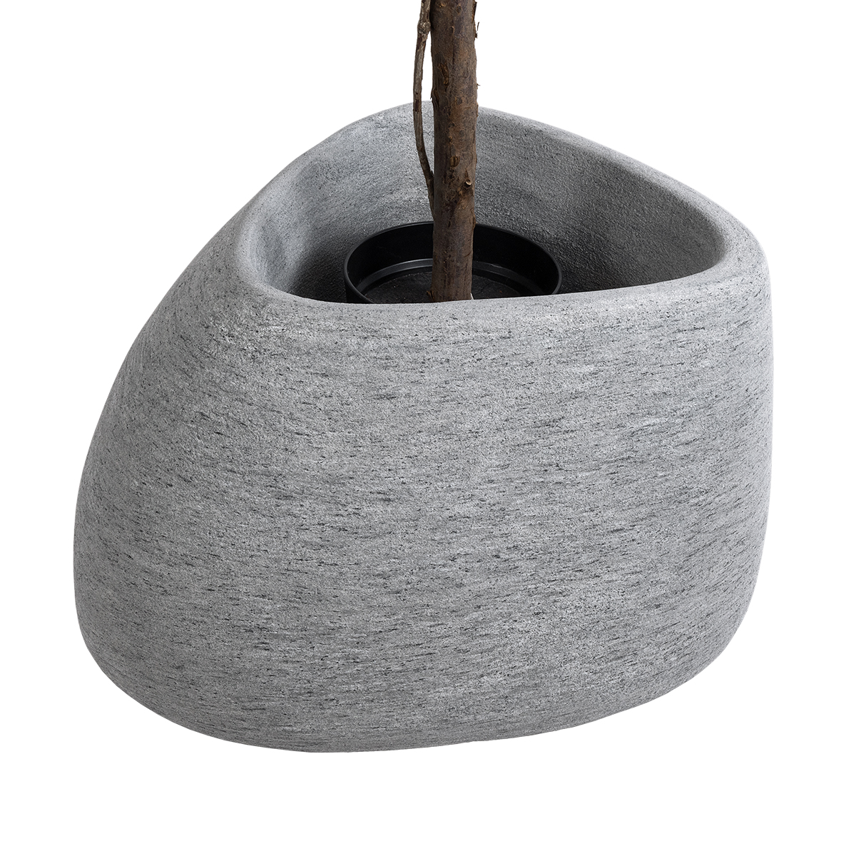 GloboStar® Artificial Garden OXFORD 20794 Επιδαπέδιο Πολυεστερικό Τσιμεντένιο Κασπώ Γλάστρα – Flower Pot Γκρι Μ60 x Π55 x Υ43cm