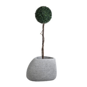 GloboStar® Artificial Garden OXFORD 20794 Επιδαπέδιο Πολυεστερικό Τσιμεντένιο Κασπώ Γλάστρα – Flower Pot Γκρι Μ60 x Π55 x Υ43cm