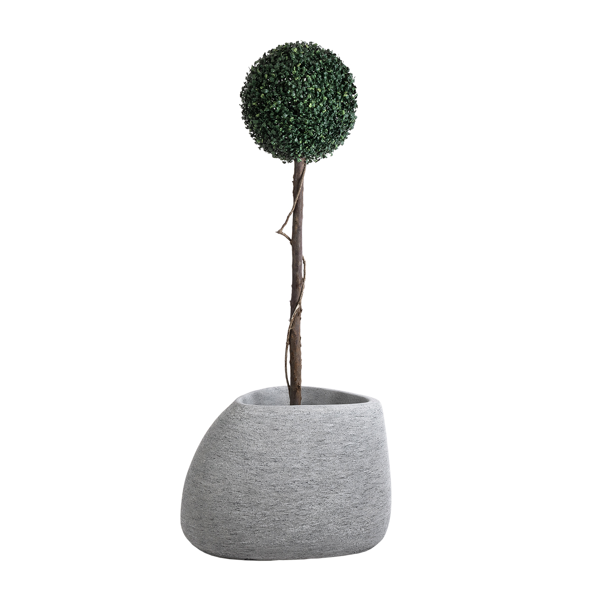 GloboStar® Artificial Garden OXFORD 20794 Επιδαπέδιο Πολυεστερικό Τσιμεντένιο Κασπώ Γλάστρα – Flower Pot Γκρι Μ60 x Π55 x Υ43cm